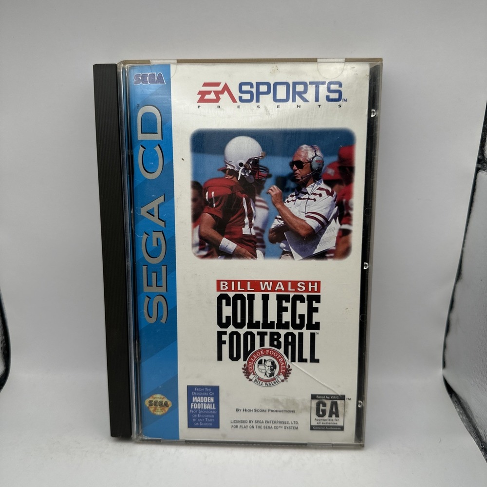 Bill Walsh College Football SEGA CD CIB Complete Manual Reg Card Excellent Disc